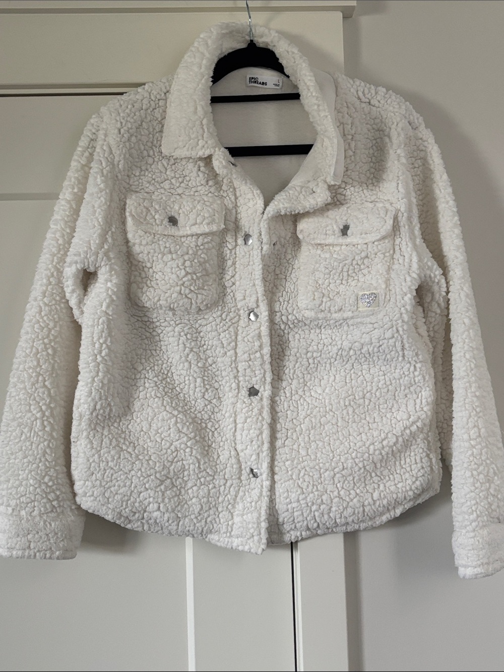 Epic Threads Cream Sherpa Puffer Jacket